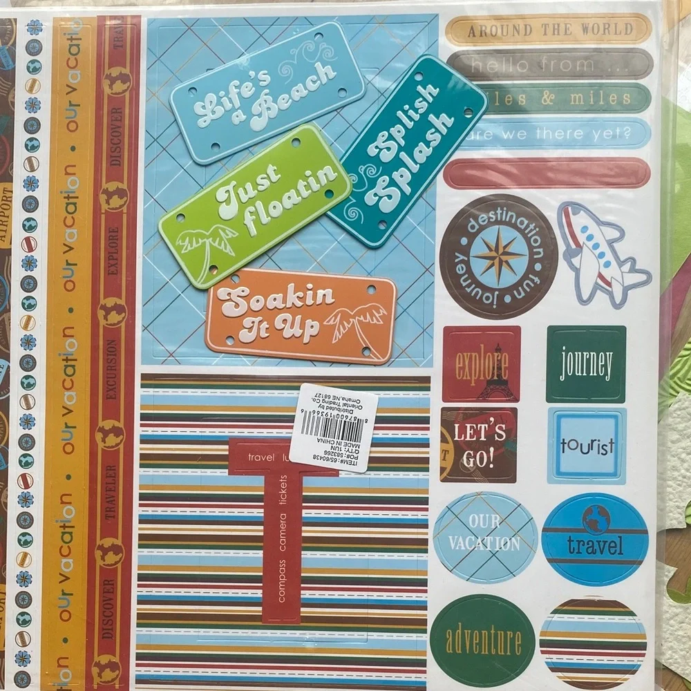 Travel Scrapbook Kit Bundle 8x8 Album Junk Journal Craft Supplies Lot NWT